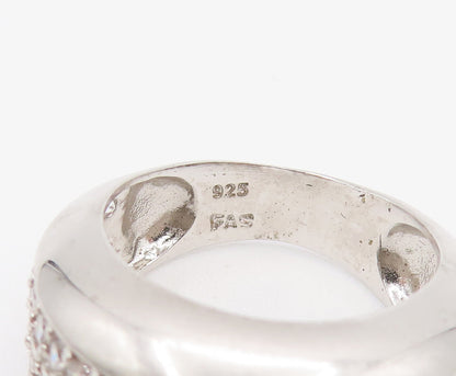 925 Silver  Vintage Dancing Cubic Zirconia Cluster Band Ring Sz 7  RG26137