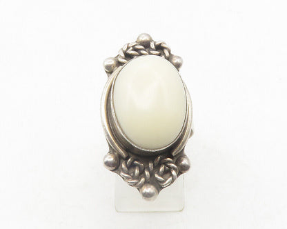 925 Sterling Silver  Vintage White Jasper Twist Cocktail Ring Sz 8.5  RG12111