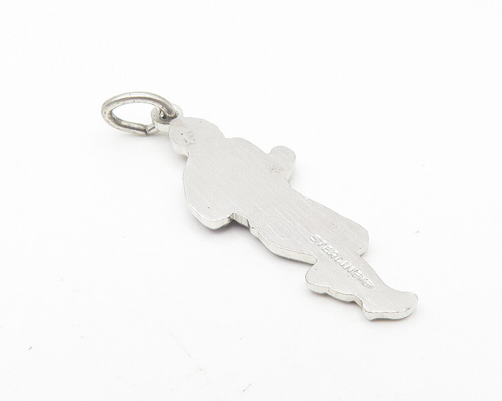 925 Sterling Silver  Vintage Petite Enamel Coated Running Man Pendant  PT9325