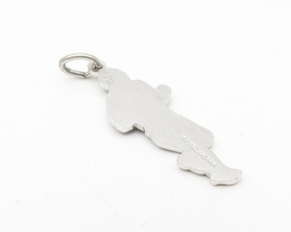 925 Sterling Silver  Vintage Petite Enamel Coated Running Man Pendant  PT9325
