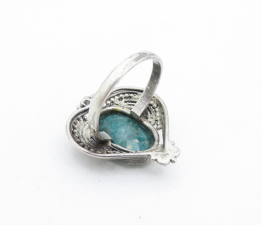 925 Sterling Silver  Vintage Faceted Agate Twist Cocktail Ring Sz 9.5  RG6899