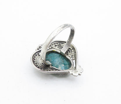 925 Sterling Silver  Vintage Faceted Agate Twist Cocktail Ring Sz 9.5  RG6899