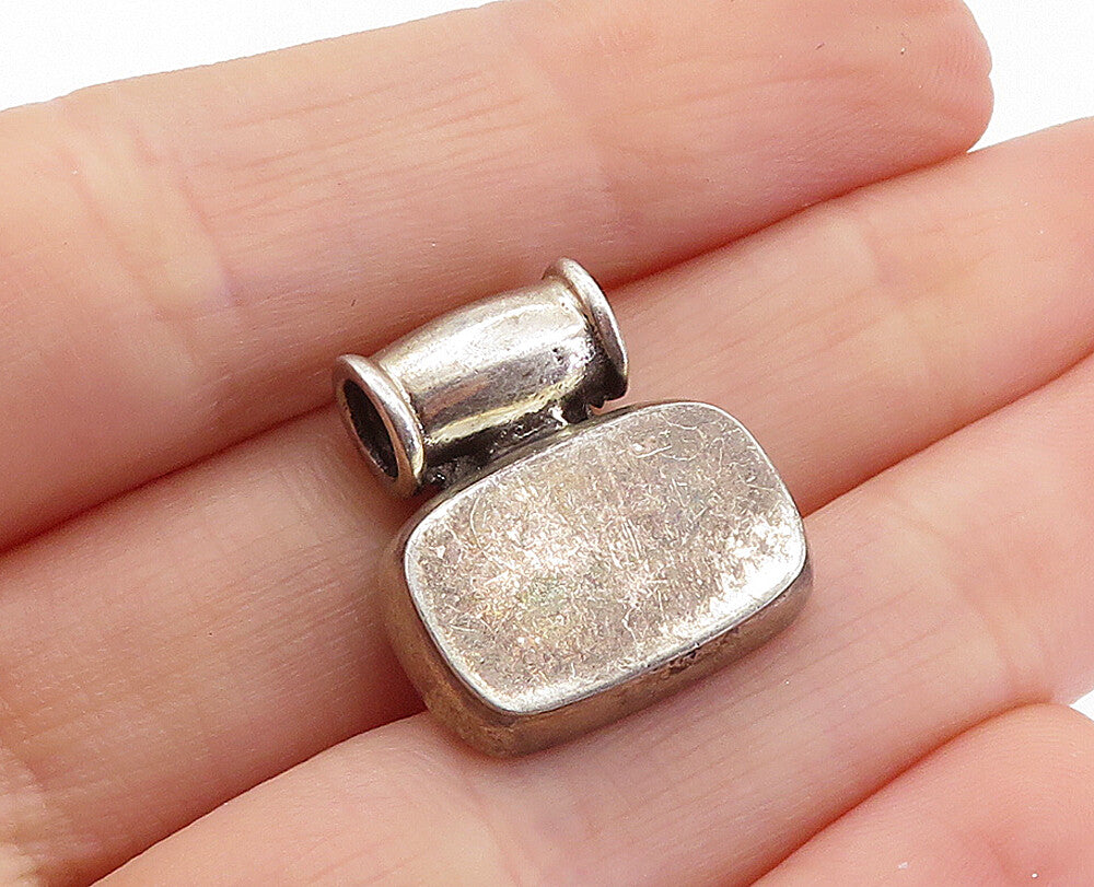 925 Sterling Silver  Vintage Dark Tone Square Slide Pendant  PT3911