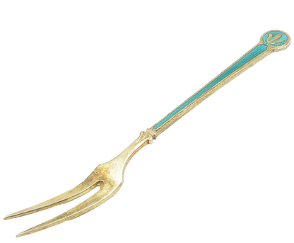 DAVID ANDERSEN NORWAY 925 Silver  Vintage Enamel Detail Cocktail Fork  TR2644