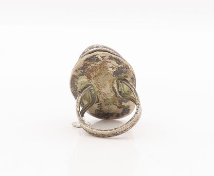925 Sterling Silver Vintage Ring Amorphas Shape Tiger's Eye  Sz 7  RG28463