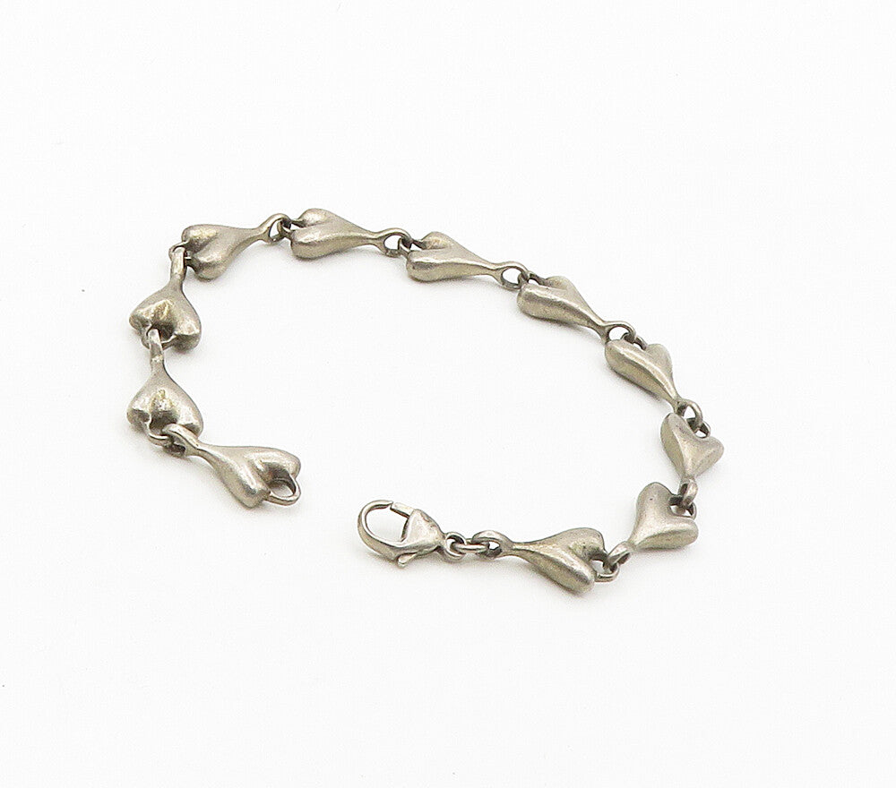 925 Sterling Silver  Vintage Dark Tone Smooth Y Link Chain Bracelet  BT6453