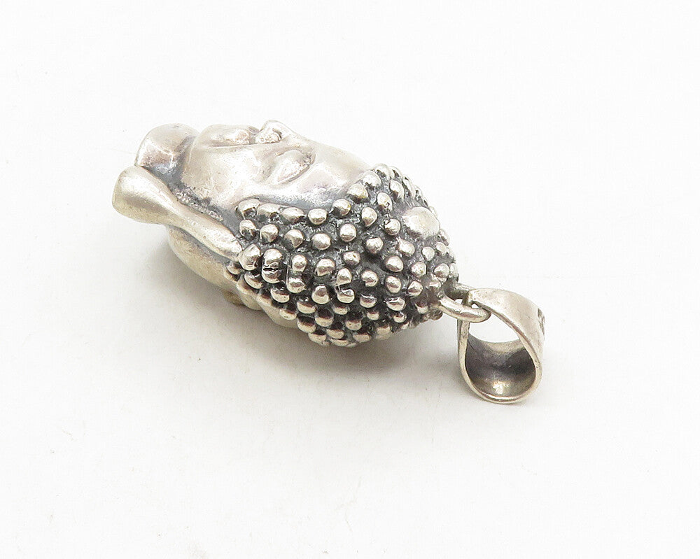 925 Sterling Silver  Vintage Modernist Hollow Two Sided Face Pendant  PT7410