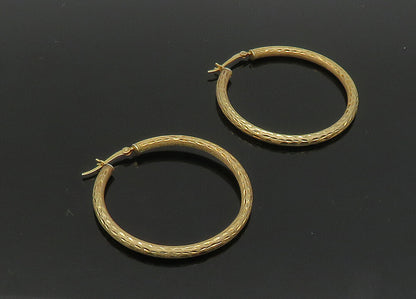 925 Sterling Silver  Vintage Diamond Cut Gold Plated Hoop Earrings  EG10372