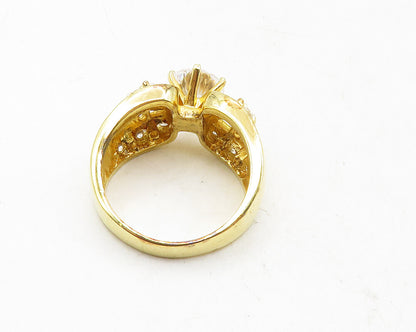 925 Sterling Silver  Cubic Zirconia Shiny Gold Plated Band Ring Sz 10  RG9807