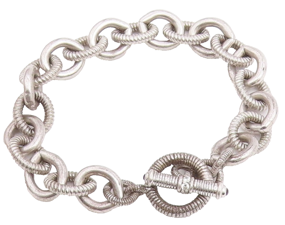 925 Sterling Silver Vintage Bracelet JUDITH RIPKA Amethyst Cable Chain  BT12214