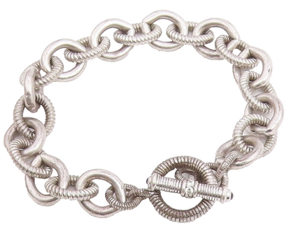 925 Sterling Silver Vintage Bracelet JUDITH RIPKA Amethyst Cable Chain  BT12214