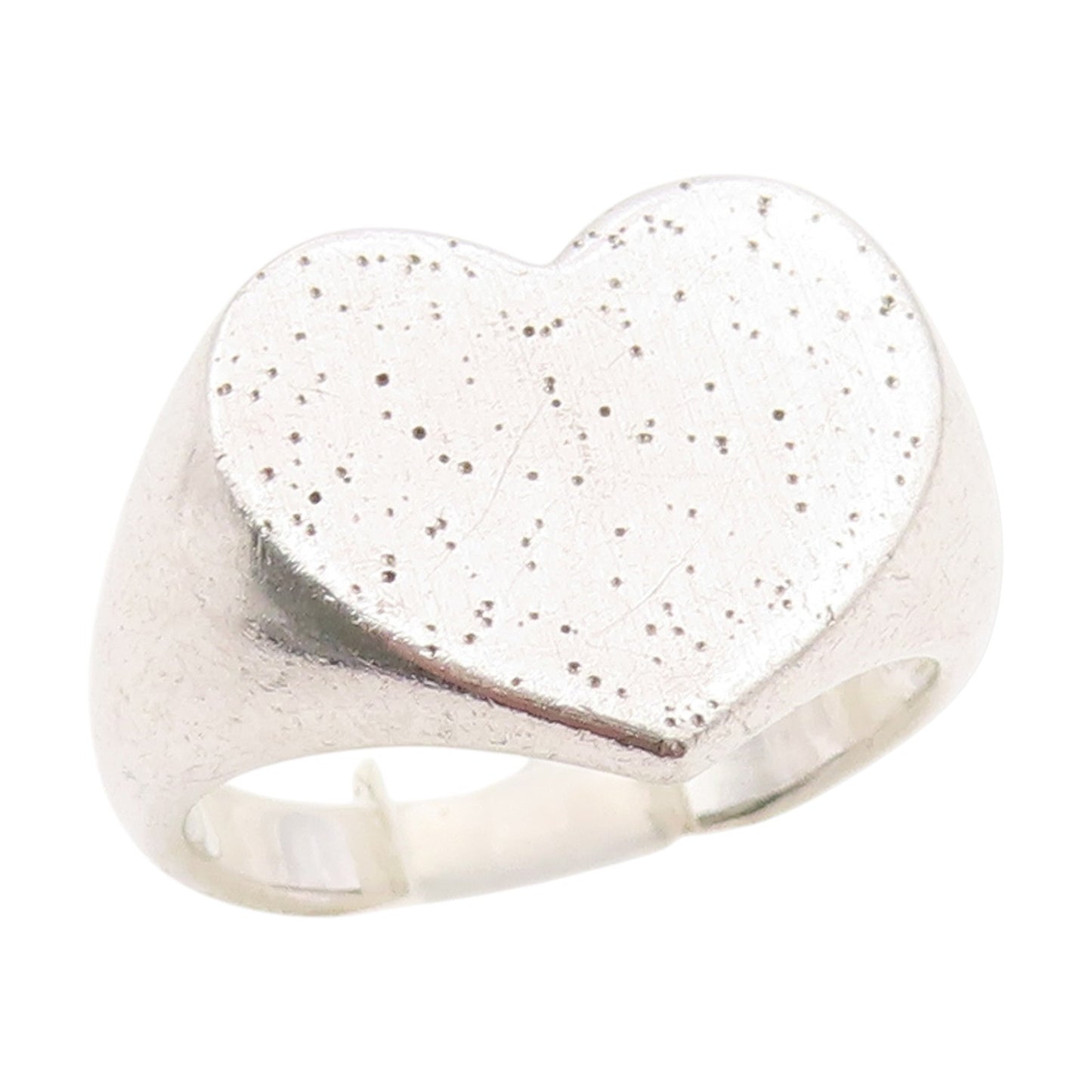925 Sterling Silver Vintage Ring Modernist Solid Love Heart Band  Sz 7  RG34204
