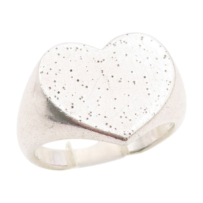 925 Sterling Silver Vintage Ring Modernist Solid Love Heart Band  Sz 7  RG34204