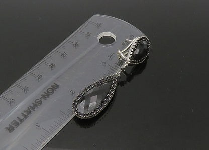 925 Sterling Silver  Vintage Black Spinel Rain Drop Dangle Earrings  EG11058