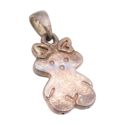 925 Sterling Silver Vintage Pendant Etched Little Teddy Bear Doll Charm  PT25184