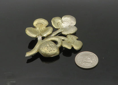 925 Sterling Silver  Vintage Heavy Floral Motif Brooch Pin  BP8208