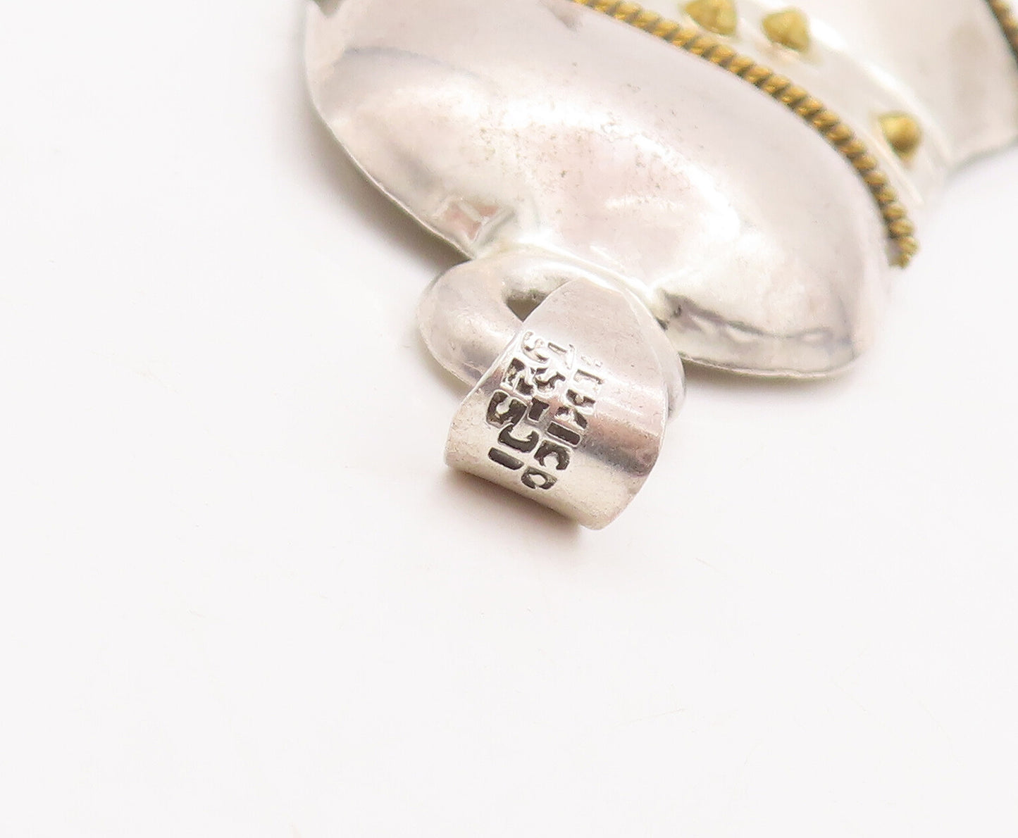925 Sterling Silver Vintage Pendant MEXICO Large Carved Christmas Bell  PT23155