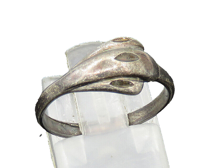 925 Sterling Silver  Vintage Dark Tone Diamond Cut Band Ring Sz 7.5  RG20548