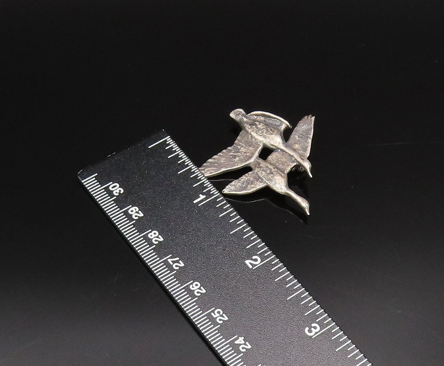 DESIGNER 925 Silver  Vintage Antique Two Birds Flying Brooch Pin  BP10019