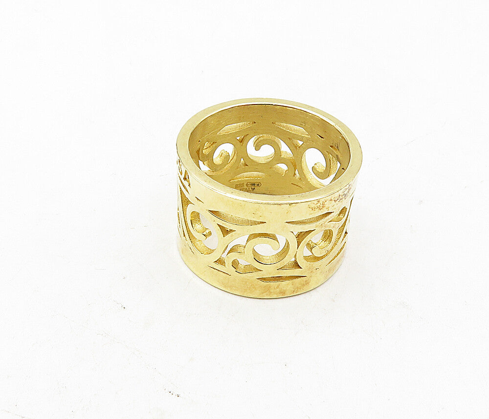 925 Sterling Silver   Shiny Gold Plated Open Swirl Band Ring Sz 10.5  RG9164