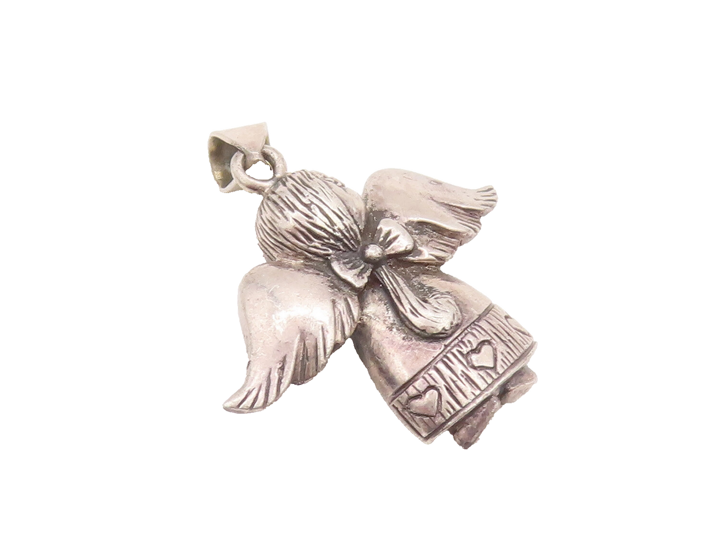 925 Sterling Silver Vintage Pendant Carved Back Facing Flying Angle  PT22656
