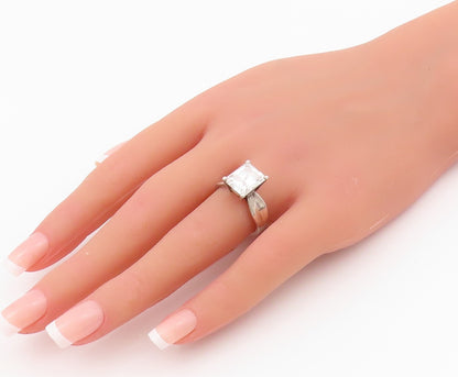 925 Sterling Silver Vintage Ring Minimalist Rectangle Cut Topaz  Sz 8  RG33040
