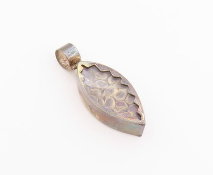 925 Sterling Silver Vintage Pendant Natural Seed Pod Marquise Charm  PT26386