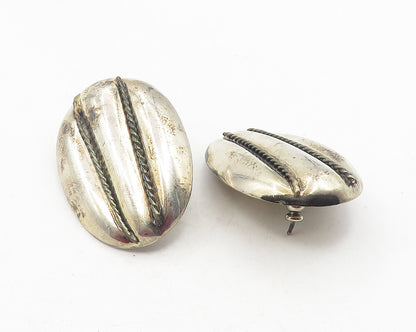 MEXICO 925 Sterling Silver  Vintage Rope Twist Hollow Drop Earrings  EG6124