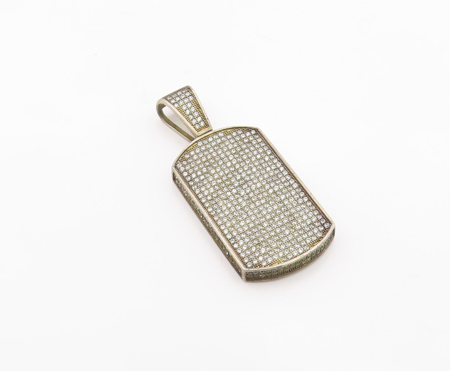 925 Sterling Silver  Vintage Shiny Cubic Zirconia Encrusted Pendant  PT12453