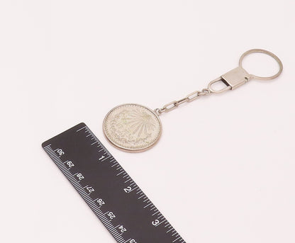 925 Sterling Silver Vintage Antique One Mexican Dollar Snap Hook Keychain TR3491