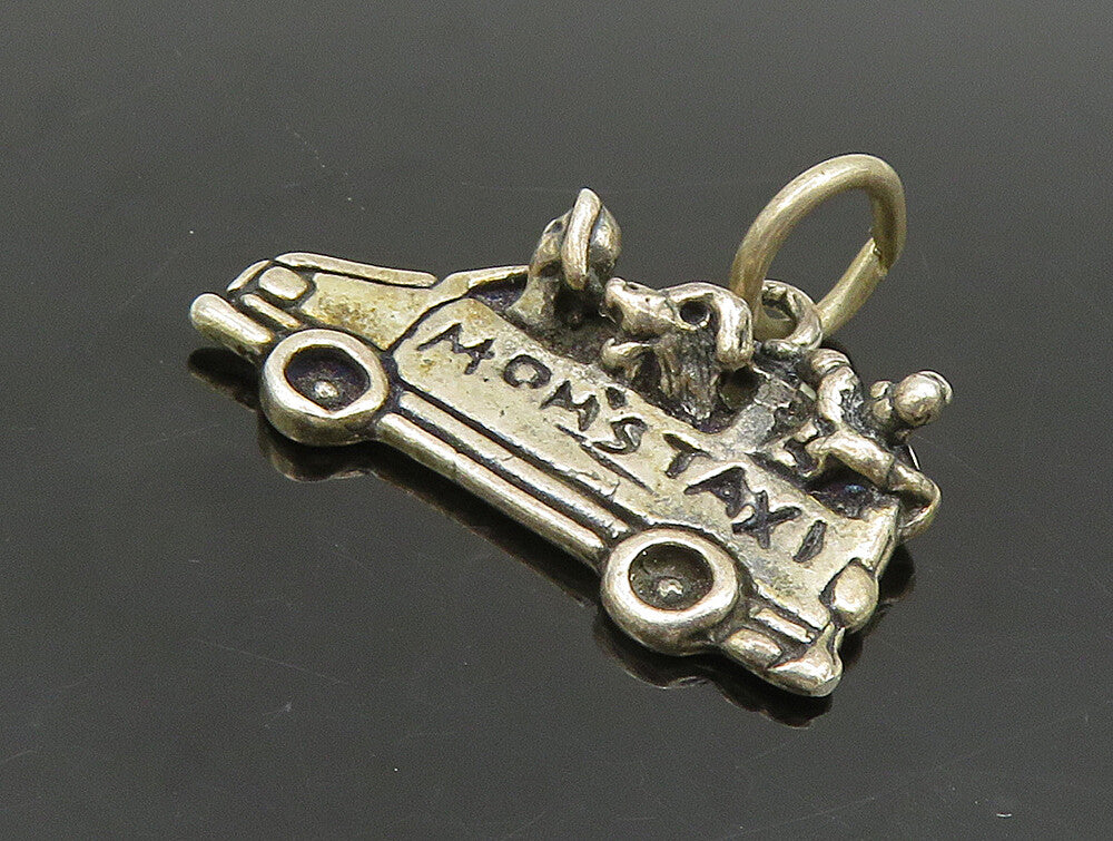 925 Sterling Silver  Vintage Sculpted Mom's Taxi Charm Pendant  PT20135