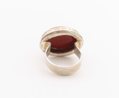 925 Sterling Silver Vintage Ring Chunky Cabochon Carnelian Band  Sz 6  RG36263
