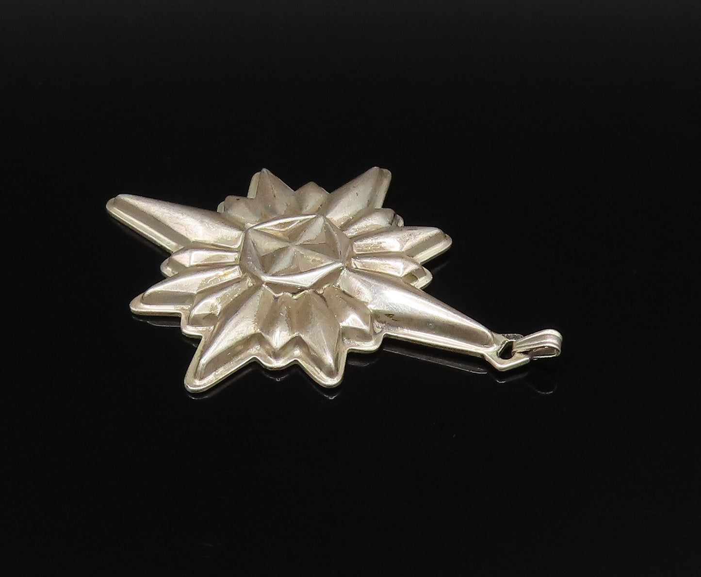 REED & BARTON 925 Silver  Vintage Christmas Star Ornate Drop Pendant  PT21622