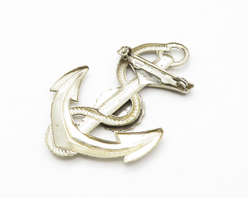 925 Sterling Silver  Vintage Shiny New London Ship Anchor Brooch Pin  BP5514