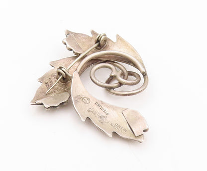 925 Sterling Silver Vintage Brooch Pin MARICELA Swirly Floral Carved  BP11162