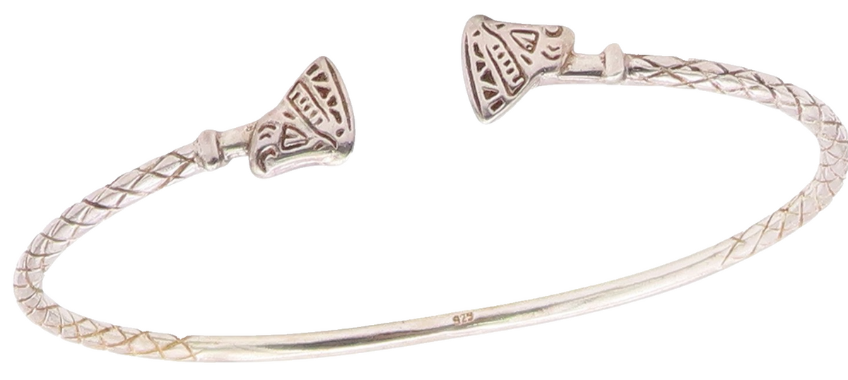 925 Sterling Silver Vintage Etched Diamond Shape Pattern Cuff Bracelet  BT9495
