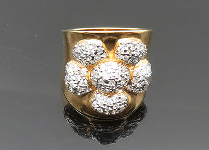 925 Sterling Silver  Shiny Topaz Two Tone Flower Cocktail Ring Sz 8  RG20466