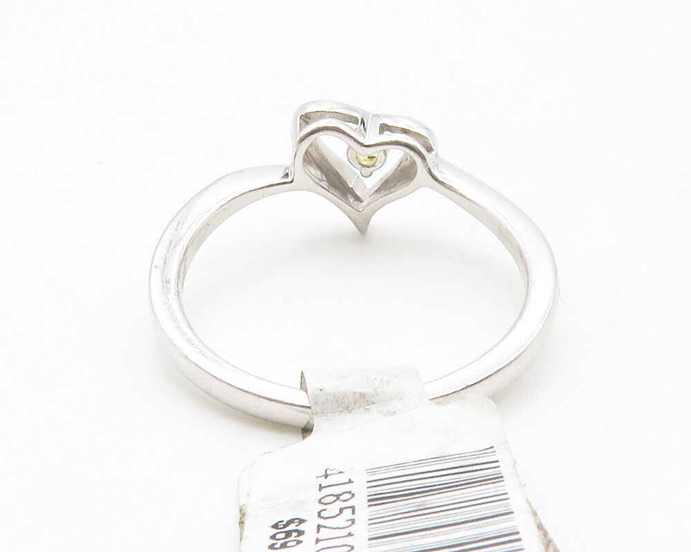 925 Sterling Silver  Petite Citrine Shiny Love Heart Band Ring Sz 7  RG12899