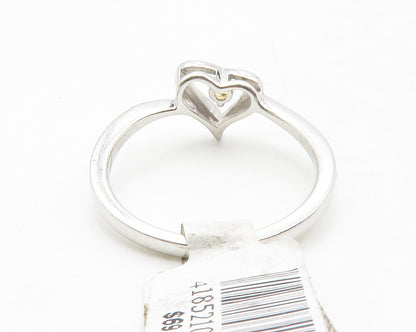 925 Sterling Silver  Petite Citrine Shiny Love Heart Band Ring Sz 7  RG12899