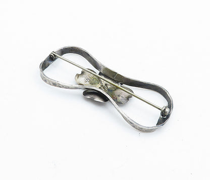 STUART NYE 925 Sterling Silver  Vintage Dark Tone Flower Brooch Pin  BP2759