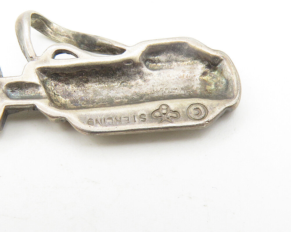 925 Sterling Silver  Vintage Diamond Cut Bag Of Golf Clubs Pendant  PT9139