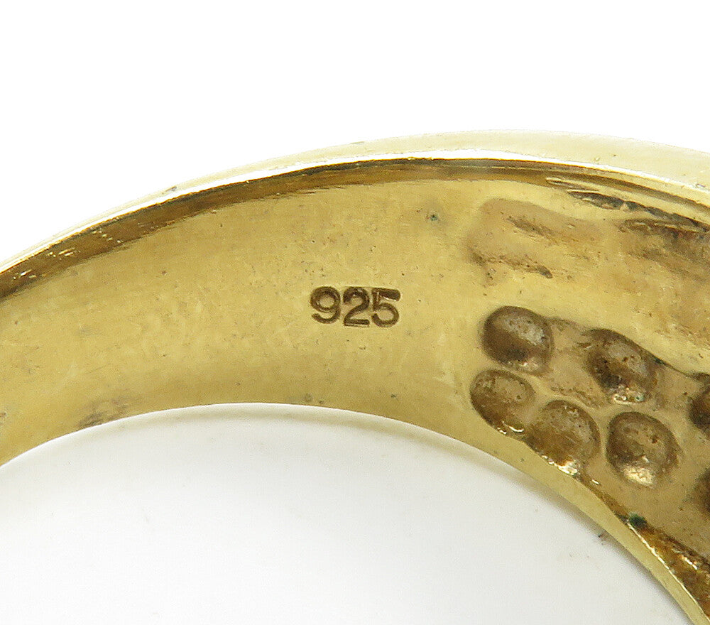 925 Sterling Silver  Cubic Zirconia Gold Plated Shiny Band Ring Sz 10  RG15428