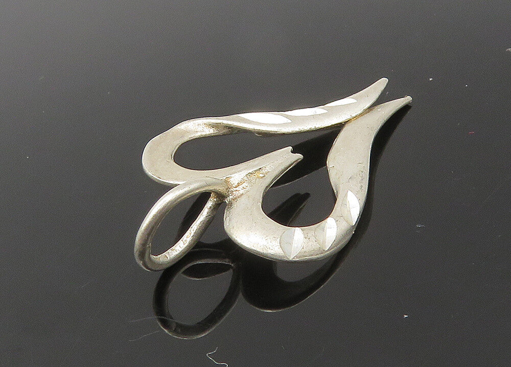 925 Sterling Silver  Vintage Diamond Cut Open Love Heart Pendant  PT17358