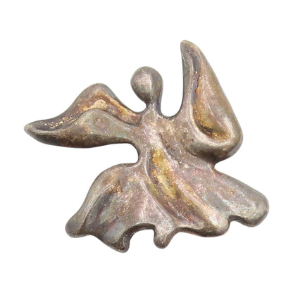 925 Sterling Silver Vintage Brooch Dark Tone Angel With Wings Of Hope   BP11982