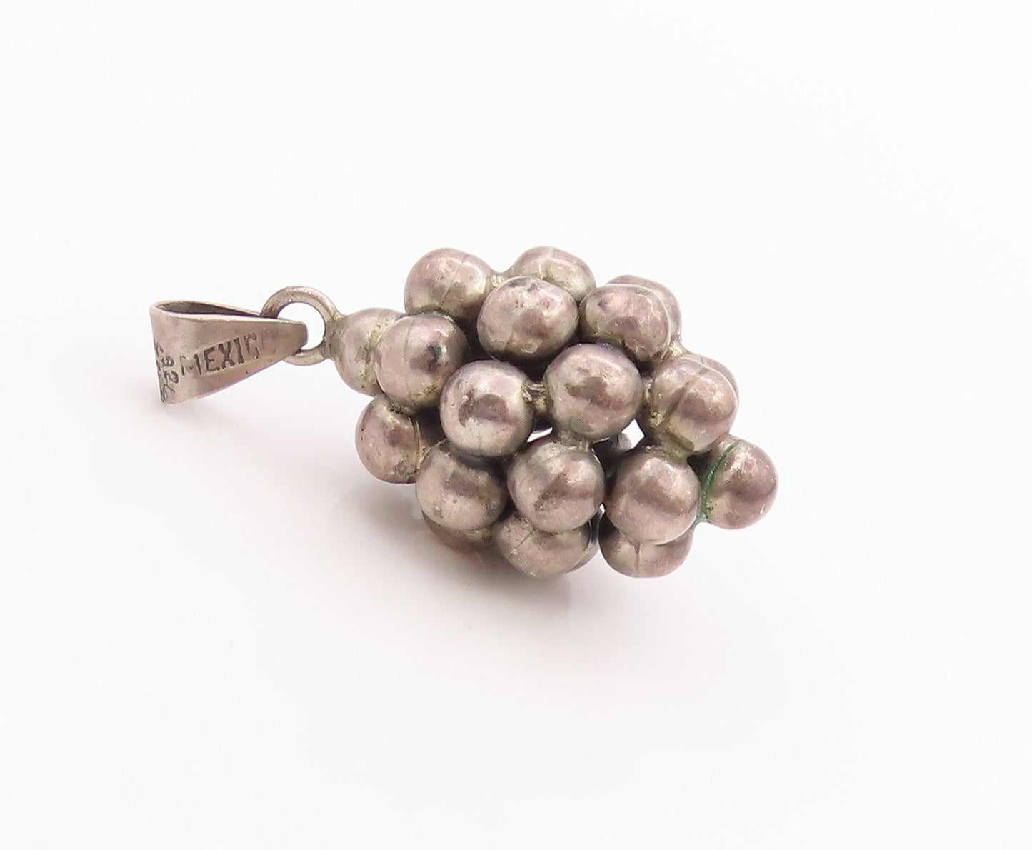 925 Sterling Silver Vintage Pendant MEXICO Antique Sphere Bead Cluster  PT24343