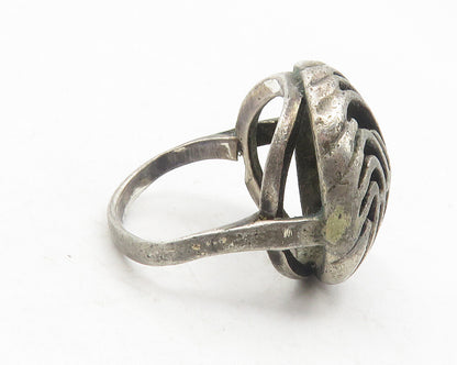 925 Sterling Silver  Vintage Dark Tone Swirl Dome Band Ring Sz 4.5  RG12082