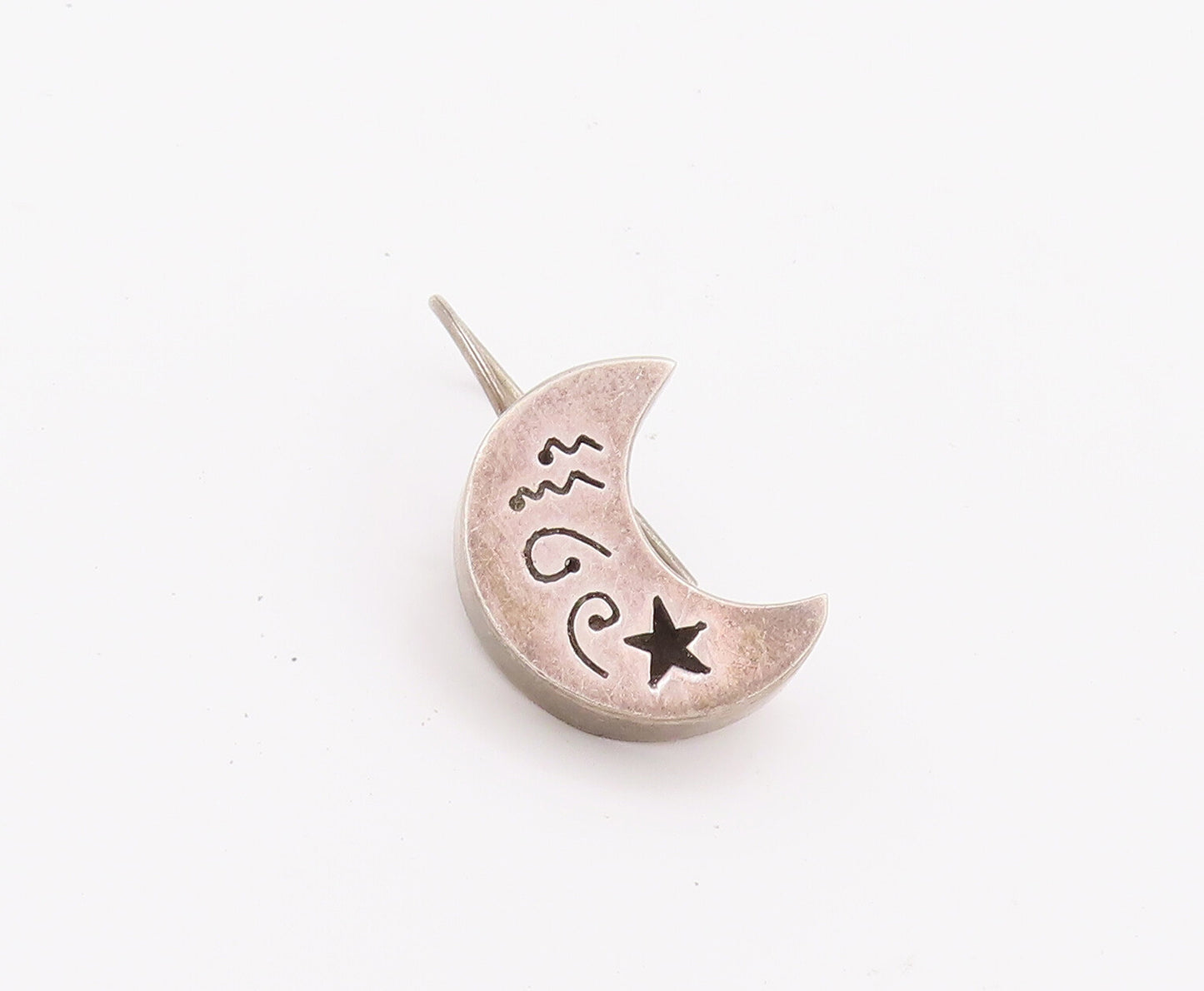 925 Sterling Silver Earrings MEXICO Minimalist Etched Galaxy Solid Moon  EG12838
