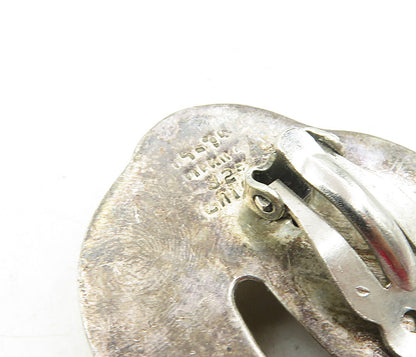 MEXICO 925 Silver  Vintage 2 Tone Modernist Non Pierce Drop Earrings  EG4787
