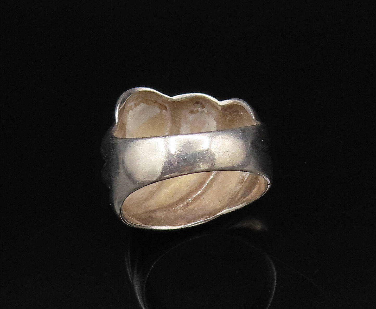 BLACK STARR & FROST 925 Silver  Vintage Scalloped Dome Ring Sz 8  RG26112