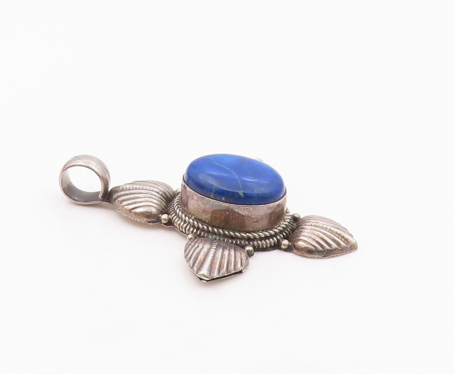 925 Sterling Silver  Vintage Cabochon Cut Lapis Lazuli Cross Pendant  PT18841